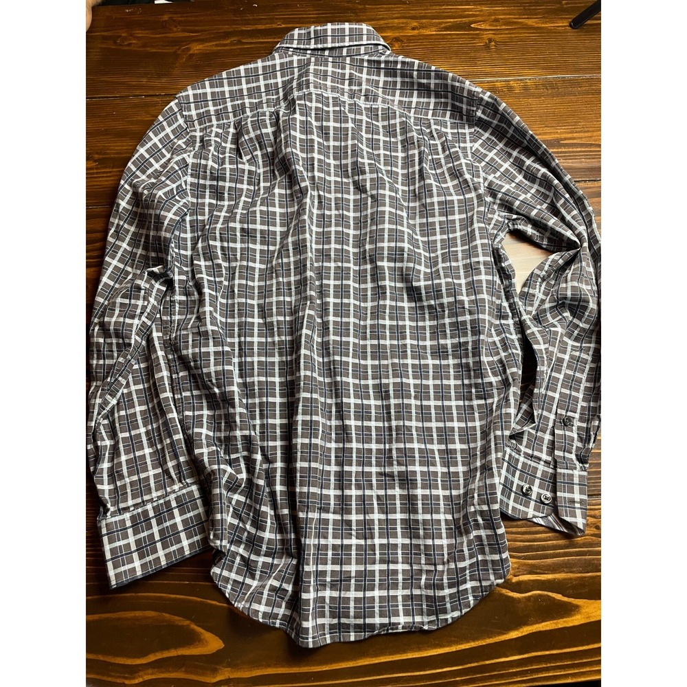 Kenneth Roberts Shirt, Men's Size Medium, Blue Brown, Button Up, Slim Fit